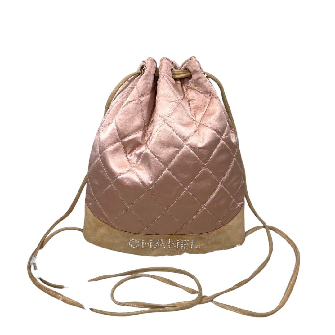 406460AG Chanel Backpack Bag Pink Suede Leather Chanel Backpack Drawstring Backpack Satin Pearl Suede Pink  main image 3