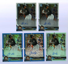 2018 Bowman Chrome ... Osiris Johnson 5 Auto Lot ... Blue Refactor #/150, #499
