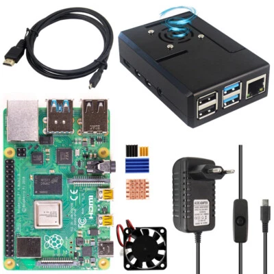 Raspberry Pi 4B 2/4 8GB RAM Basic Kit With Power Supply + Fan Case + micro HDMI