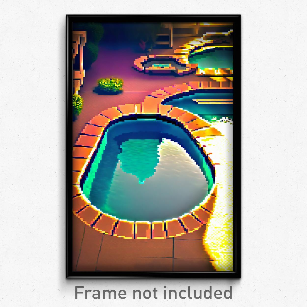 Pixel Art Poster - Beloved Pool (8 Bit Psychedelic Trippy Video Game Print)