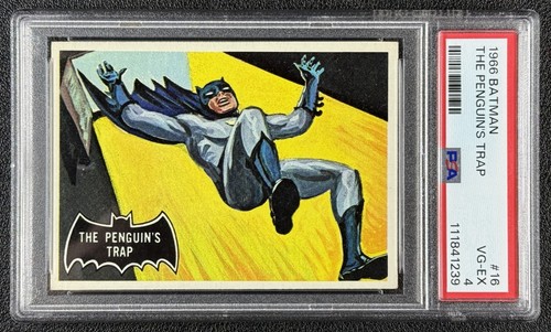 1966 Topps Batman Black Bat #16 The Penguin's Trap — PSA 4