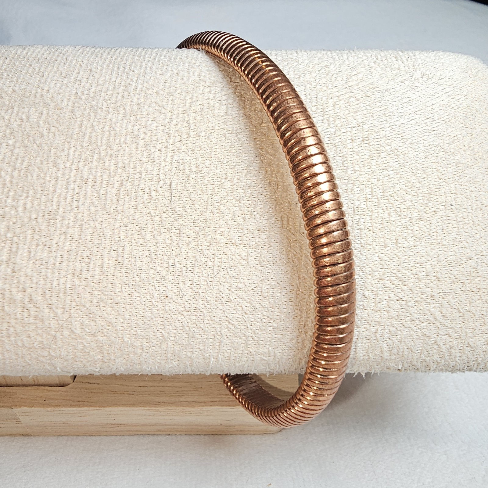 COPPER OPEN CUFF BRACELET Solid Wire Wrapped ADJU… - image 1