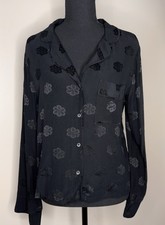 Madewell Black Jacquard Dot Shirt Blouse Top Size Medium NWTs