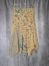 Paani Size M Asymmetric Bohemian Floral Skirt Scraf Hem Patchwork 
