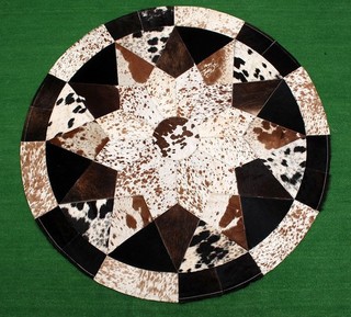 Cowhide Round Patchwork Carpet Handmade Cowhide Carpet (36"x36") Home Décor 370