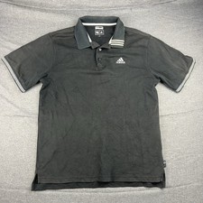 Vintage Adidas Polo Shirt Size L Climalite Stretch Pique Black Sports Outdoor