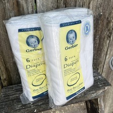 GERBER Pre-Fold Heavy Gauze Weave Cloth 100 Cotton Diapers NOS, 12