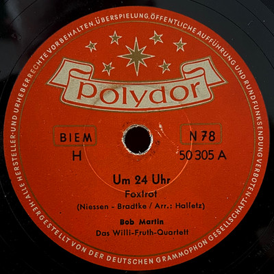 Bob Martin - Um 24 Uhr / Peggy Brown -Schellack Polydor 50305 / RARITÄT !