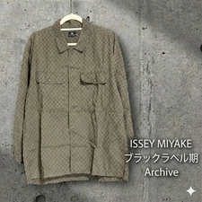USED ISSEY MIYAKE CHECK PATTERN LONG SLEEVE SHIRT, SIZE GOOD