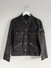 VTG 2000s Marc Jacobs Women's Black Denim Jacket Zipper Grunge Medium Designer