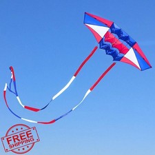 Large Beach Kites for Adults 98" Easy Flyer Rainbow Box Kite Tails String
