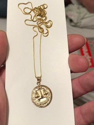 Supreme Gold Justice Anhänger 14K Gelbgold Kette Halskette 24''