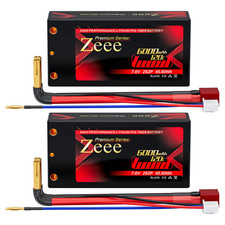 2X Zeee Premium Series 2S Shorty Lipo Battery 6000mAh 7.6V 120C Hard Case..