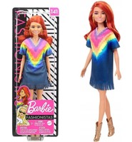 Barbie Fashionistas #141 Doll Red Hair Rainbow Tie-Dye Dress Fringed GHW55 New