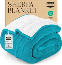 Sherpa Blanket King Size Turquoise, 90x102 Inches - Soft Lightweight Plush ...