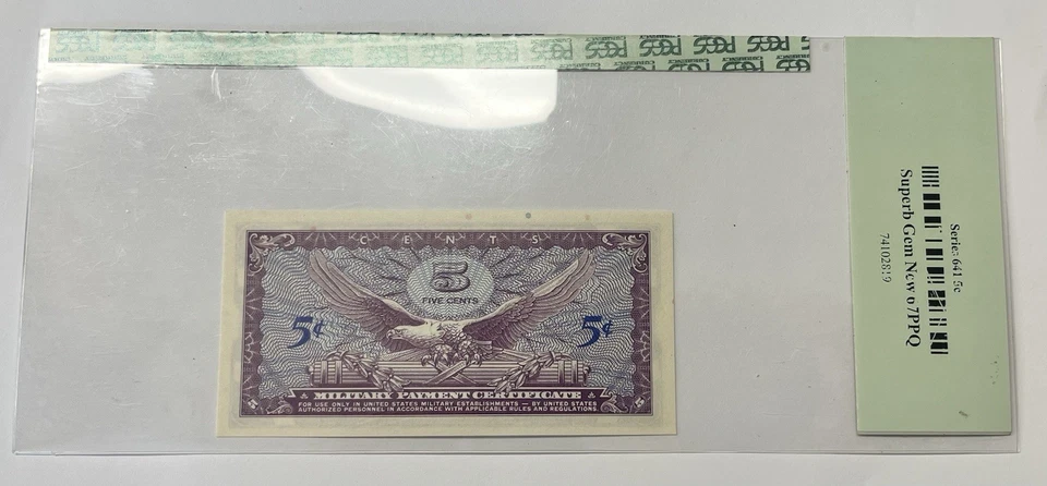 Series 641 5c Military Payment Certificate - PCGS 67 PPQ - Image 2 of 2