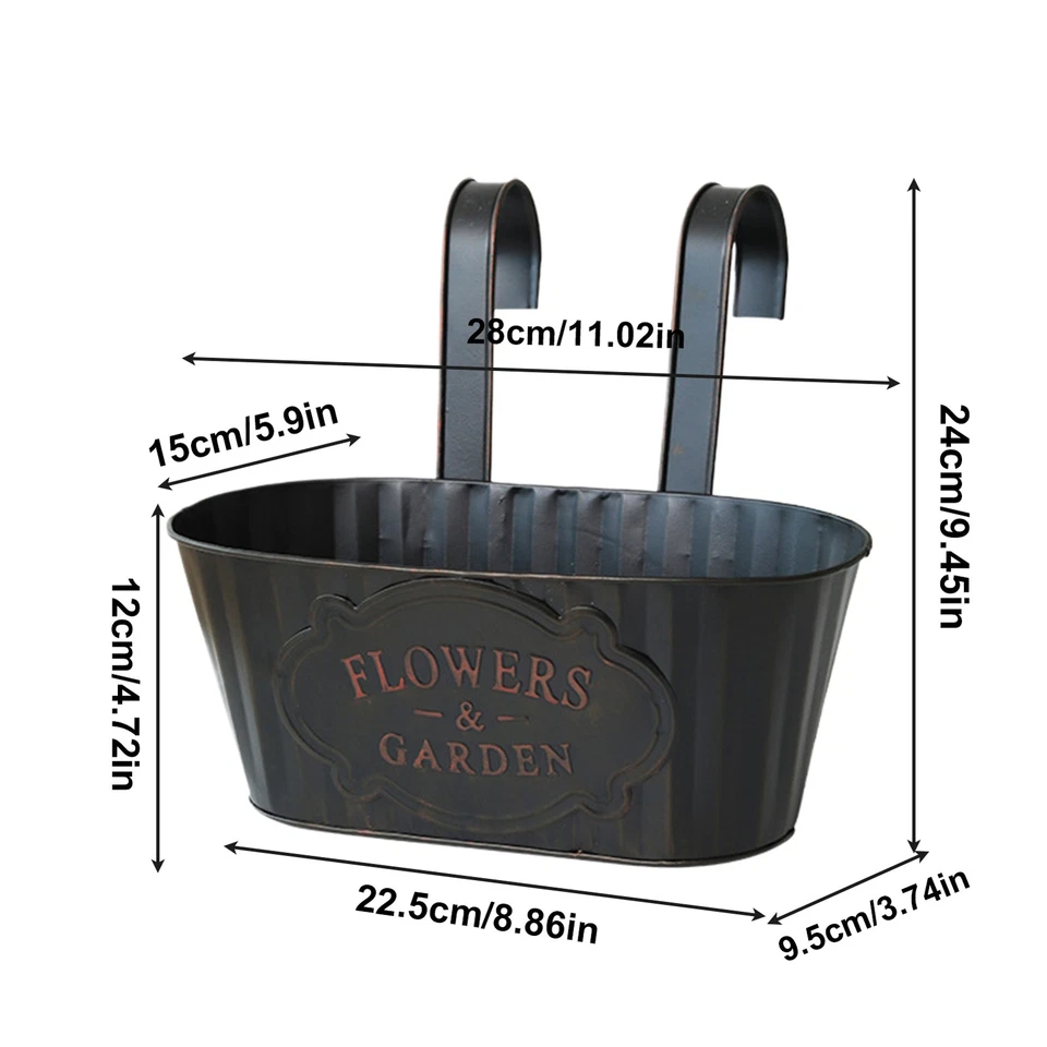 Подвесной горшок для рассады перил металлический железный оконный ящик для рассады садовый горшок - Изображение 2 из 4
