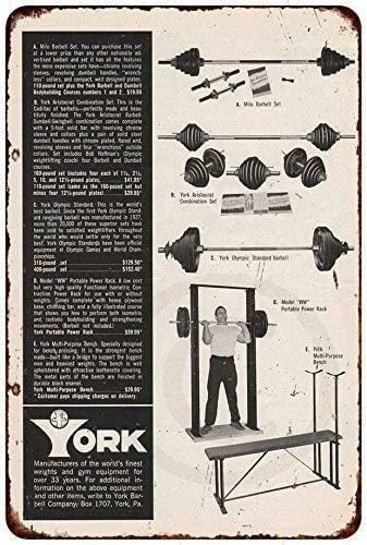 Vintage Tin Metal Signs Home Décor Logo York Barbell Fitness Equipment Wall Art