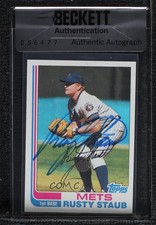 BAS 1982 Topps Rusty Staub #270 Seal of Authenticity Auto ow6