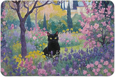 Spring Garden Black Cat Dish Drying Mat  Cat Lover Gifts, Vintage Floral Black Ki
