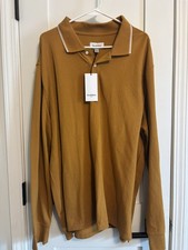 Goodfellow Co Men's Long Sleeve Rugby Polo Shirt XXL Gold Color 3 Button NWT