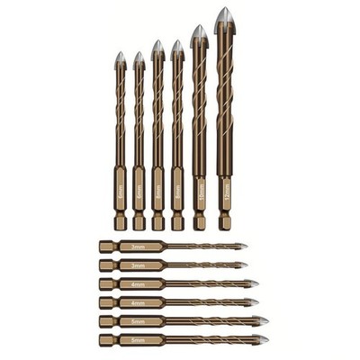 Carbide Drill Bit Set 12-Piece Smooth for Tile Concrete Marble Glass Brick
