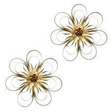 Metal Flowers Wall Decor Set of 2 Multiple Floral Hanging Decor for Bathroom ...