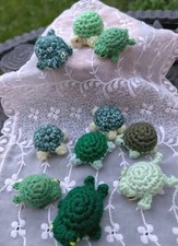 Frogs Turtles Crochet Handmade Small Reptiles Toy Lot of 10 Animals