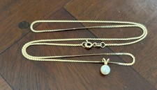 Vtn 19” 14K Gold Chain & 14k Pearl Pendant 2.5g