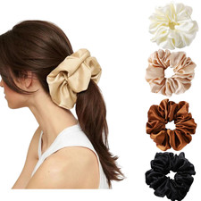 4 Packs Extra Large Satin Silk Hair Scrunchies Soft Big Oversized Scrunchy Thick