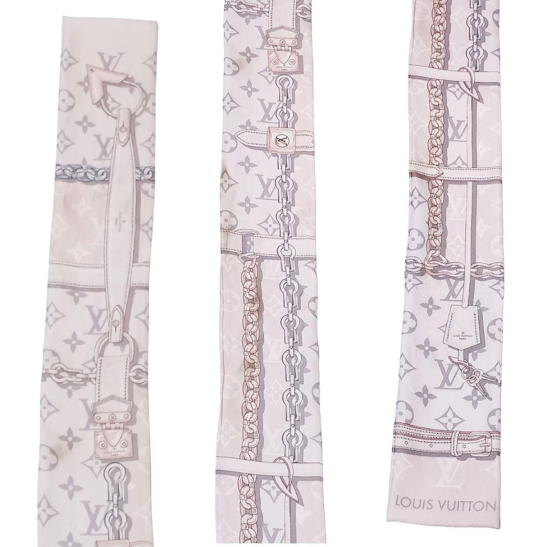 Louis Vuitton Monogram Confidential Bandeau Silk Scarf Pink Used image 7