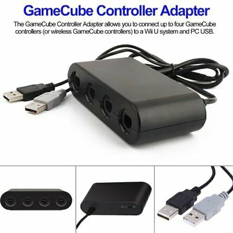 Black 4-Port Video Game Converter USB Adapter For GameCube to Switch/Wii U/PC - Image 4 of 4