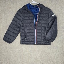 DKNY Sport Boys Puffer Jacket Size 7 Gray With Blue Lining