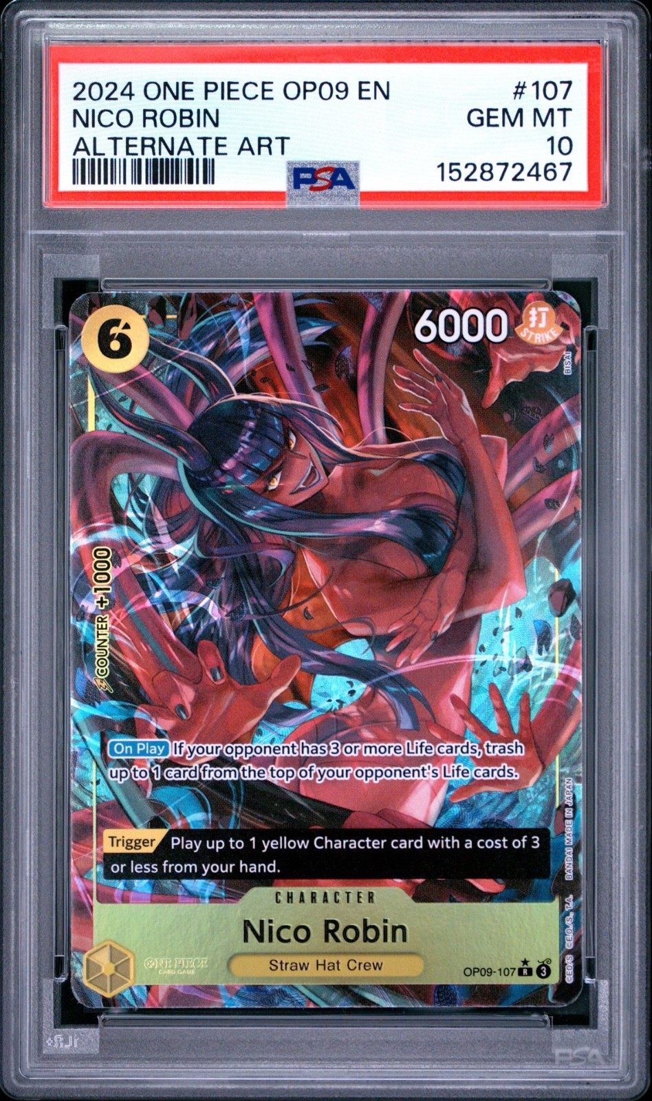 One Piece Nico Robin Alternate Art OP09-107 PSA 10 Gem Mint