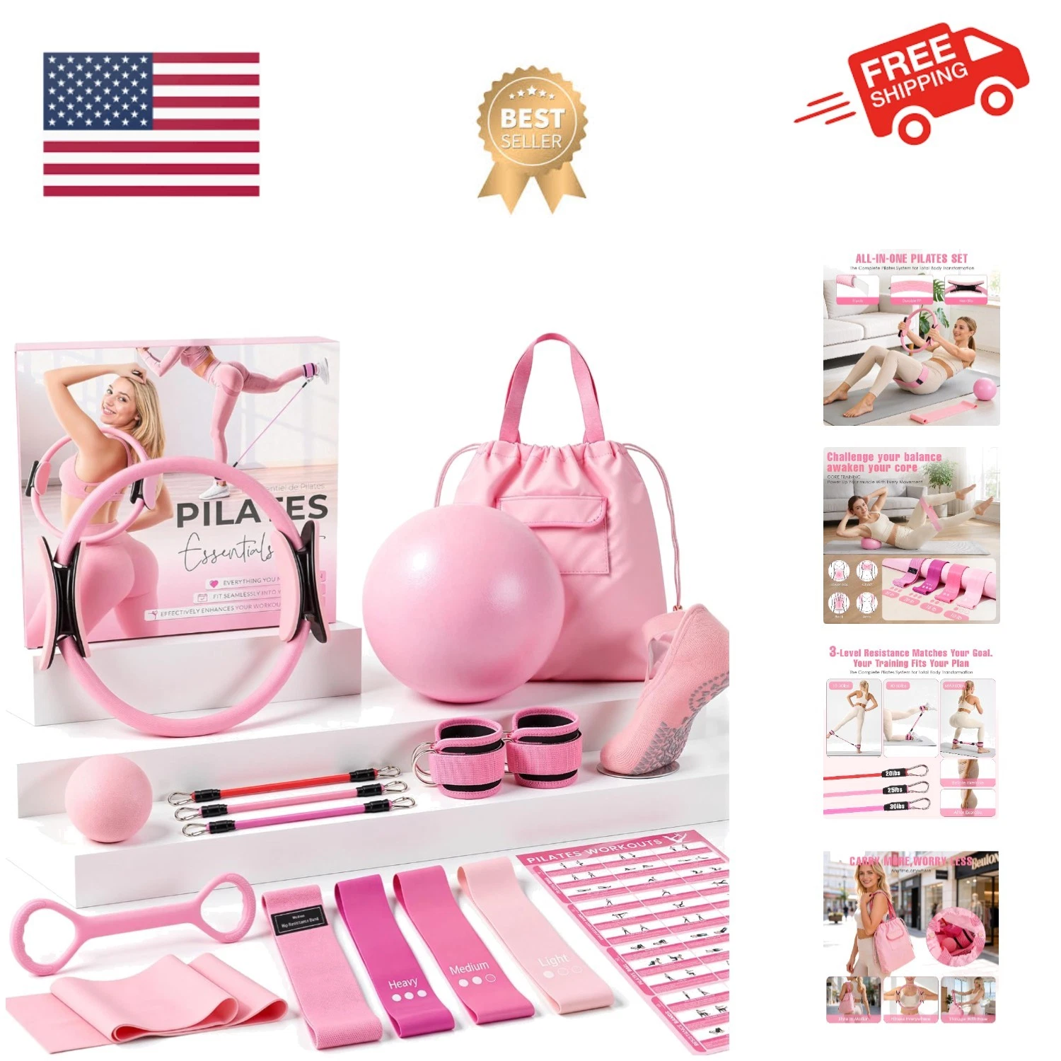 Pilates Equipment, Pilates Kit for Home Workouts, Home Pilates Essentials Kit...