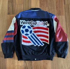 Vintage 1994 Jeff Hamilton World Cup Team USA Leather Soccer Jacket Made Men’s L