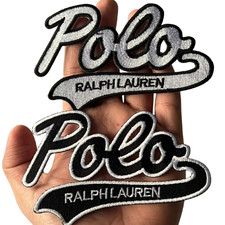 Polo Ralph 5" Size Embroidered Patches sew/Iron on Black White Polo Logo Patches