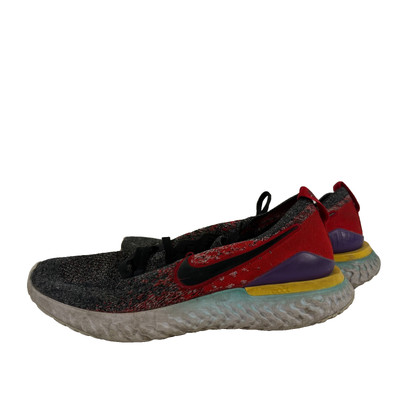 Nike Epic React Flyknit 2 Shoes Mens Size 10 Black Hyper Jade University Red