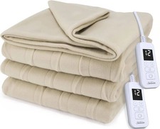 SUNBEAM ROYAL ULTRA FLEECE HEATED BLANKET KING SIZE 90" X 100" - PEBBLE