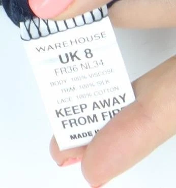 Vestido recto Warehouse para mujer azul talla 8 encaje manga 3/4 cuello redondo Foto 4 de 4