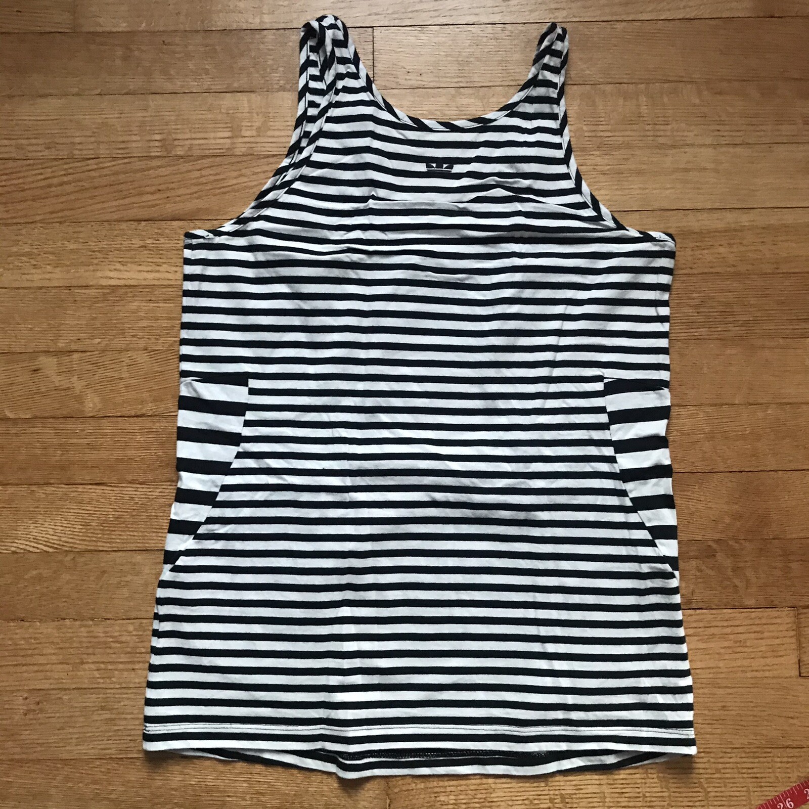 Adidas Full Bleed Wrap Stripes Tank Top Black & White M Cotton Health Goth thumbnail 5
