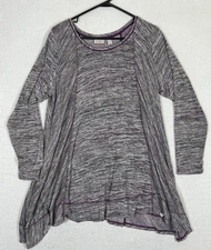 LOGO Lori Goldstein Tunic Top Womens 1X Lagenlook Stretch Slub Knit Assymmetric