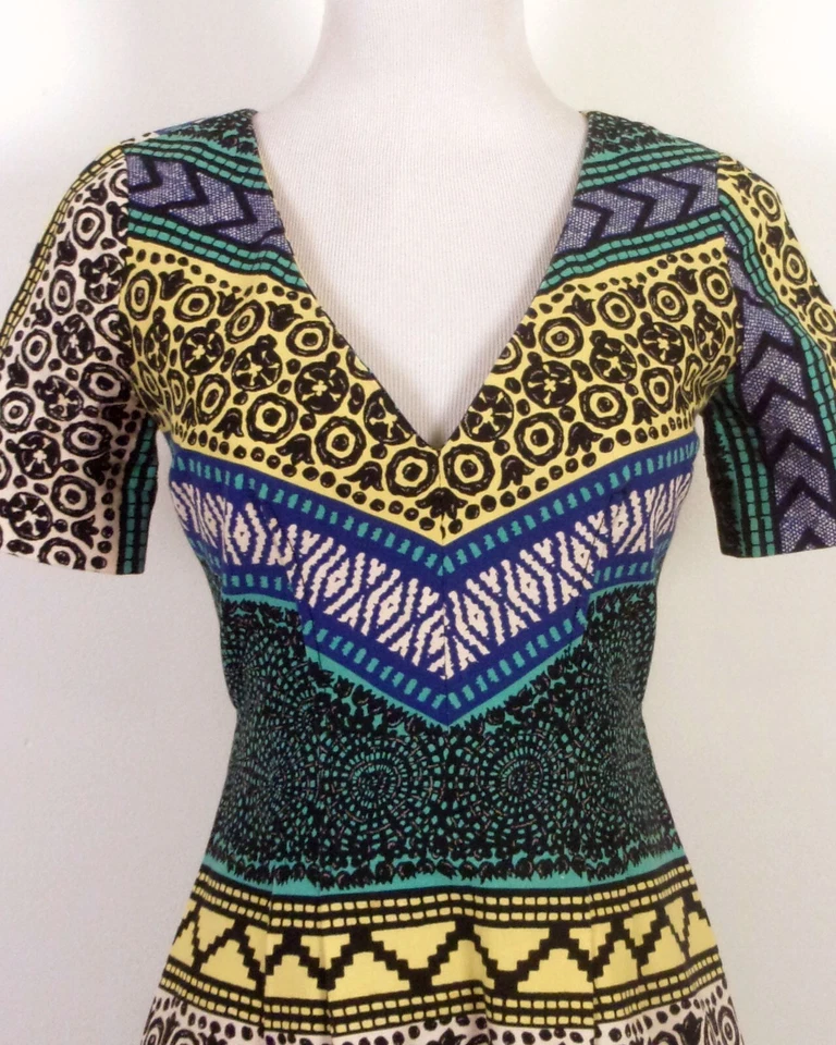 Usado en Excelente Condición Vestido Anthropologie Plenty by Tracy Reese Fuerte Vibrante Algodón Elástico Talla 0 Foto 2 de 4