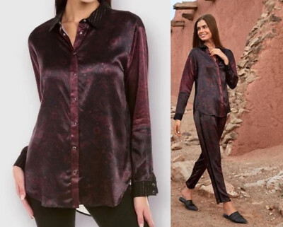 Johnny Was Asteria Viper Shirt M B48''fit L? Cosmic Print, Contrasting FabricsJWW