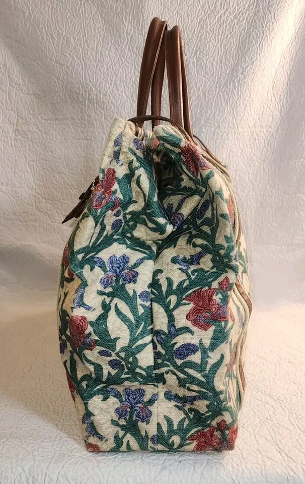 Bolso George Caspari Floral Lona Cuero COSER TEJIDO ALEMANIA OCCIDENTAL Foto 3 de 4