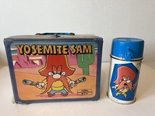 Vintage Yosemite Sam and Bugs Bunny lunchbox and thermos. Rootinest Tootinest !