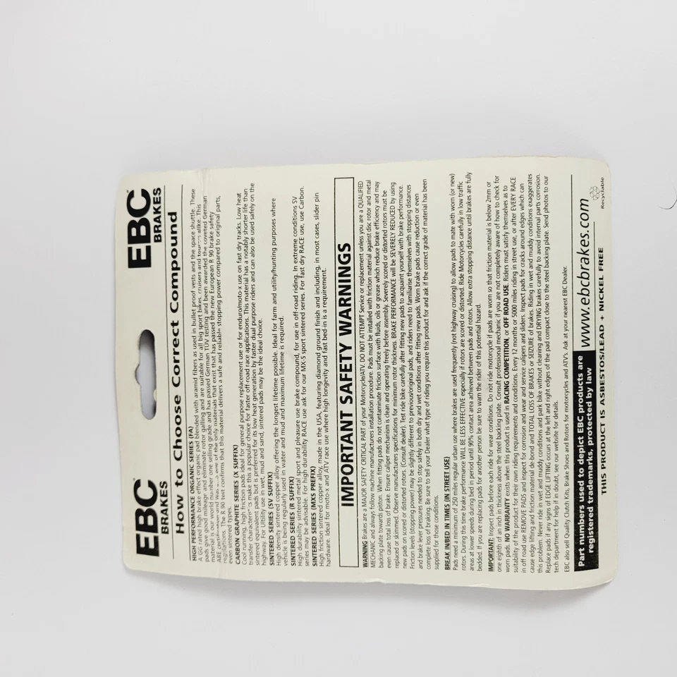 Pastilla de freno EBC - Trabajo severo FA349SV para Kawasaki Brute Force / KFX / PRAIRIE Foto 3 de 3