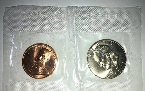 1978 A.N.A. Convention Souvenir Eisenhower Dollar & L.B.J. Bronze Token Set - Picture 6 of 12
