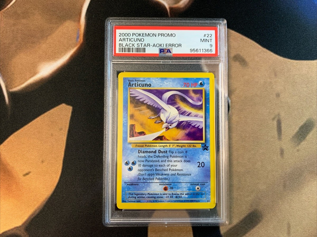 Articuno PSA 9 Black Star Promo 22 Aoki Error Pokemon Card