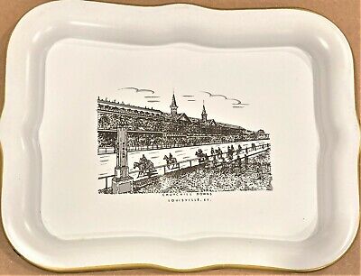 VINTAGE METAL TRAY - FIGURE ON IT SHOWS CHURCHILL DOWNS ON KENTUCKY ...